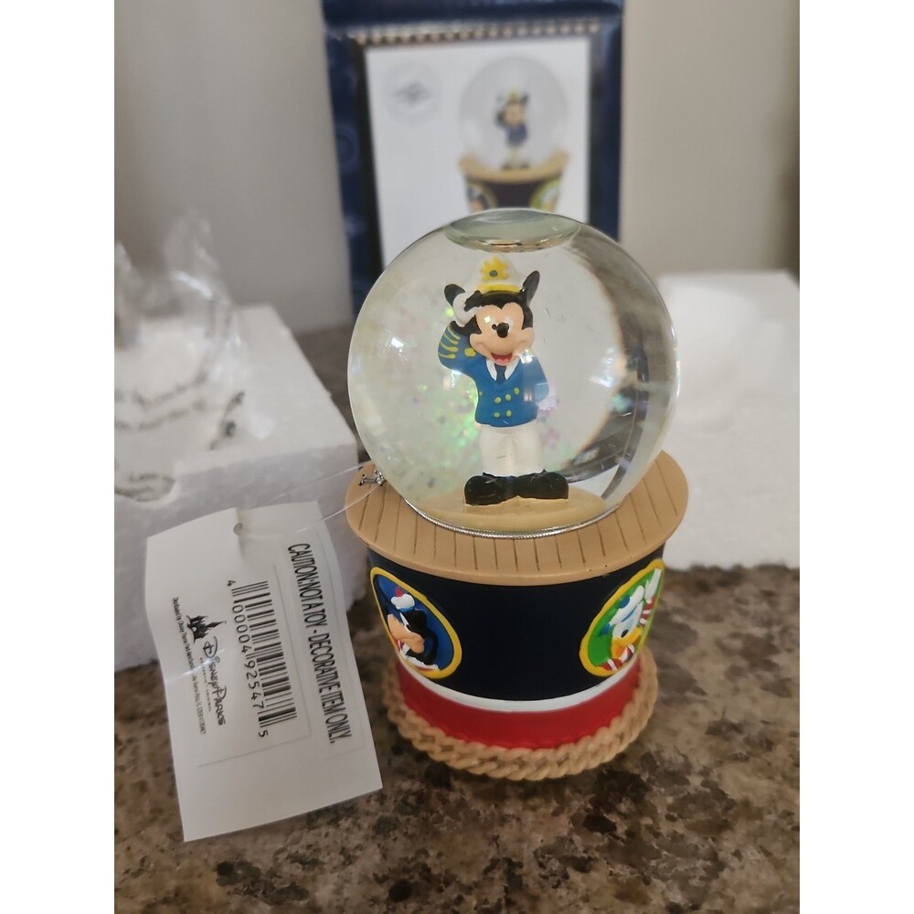 NIB Disney Cruise Line Captain Mickey Mouse Snow Globe Nautical Character Base